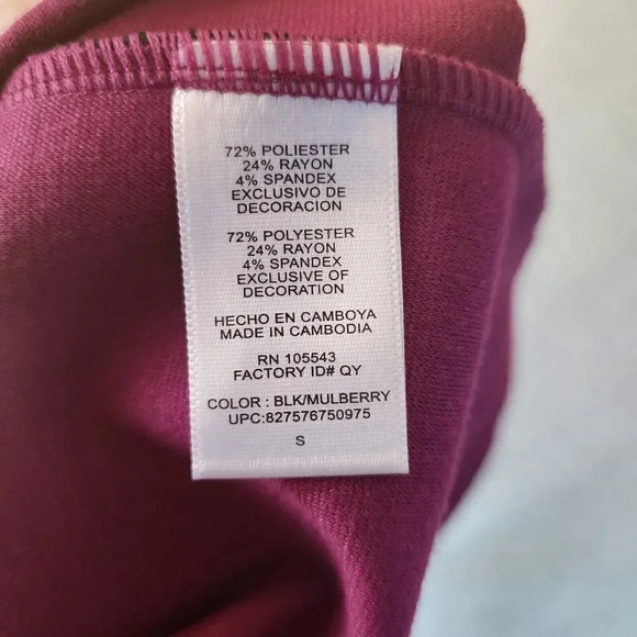 Narciso Rodriguez Dress Women Small Black & Mulberry 3/4 Sleeve Color Block Midi - Picture 4 of 5